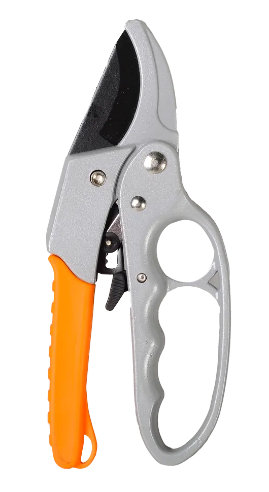 VIHR secateurs, 200 mm, return spring, ratchet, PTFE