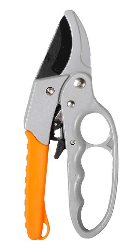 VIHR secateurs, 200 mm, return spring, ratchet, PTFE